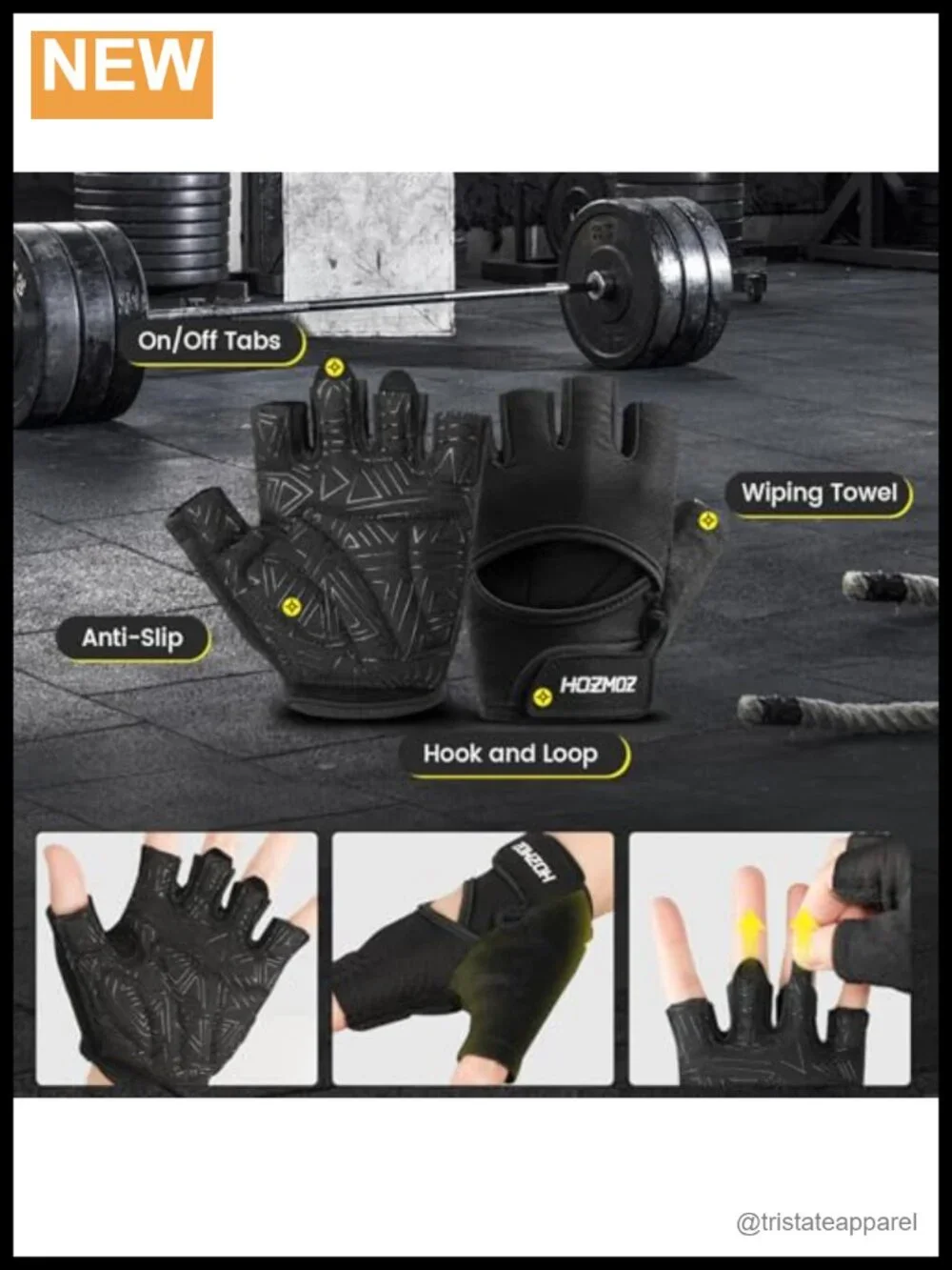 Ventilated Weight Lifting Gloves with Thick Padding, Full Palm Protection, Grip